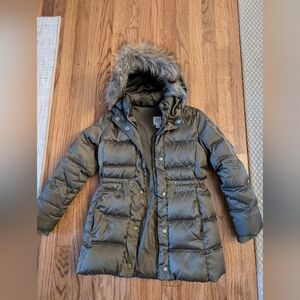 Gap Kids Cold Control Girls Puffer Winter Coat Medium 7-8 Olive Green